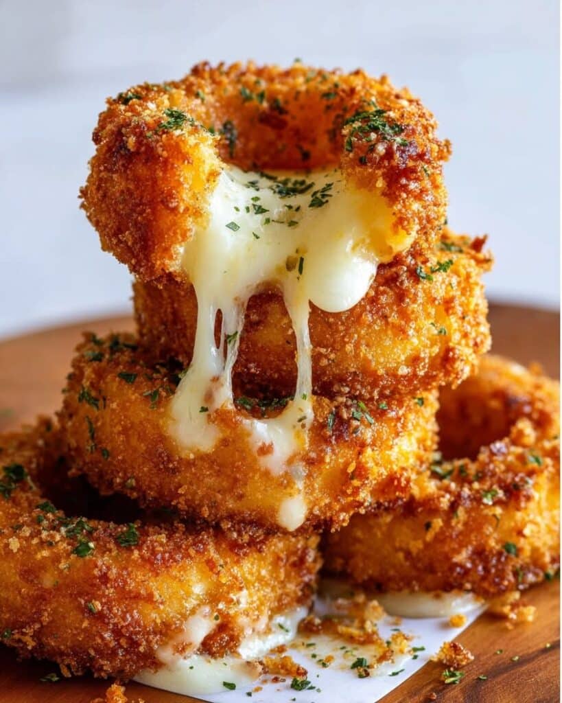 cheesy stuffed mozzarella onion rings