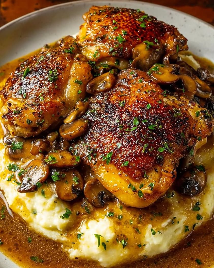 Creamy Garlic Mushroom Chicken Thighs: An Easy One-Pan Dinner 1 Creamy Garlic Mushroom Chicken Thighs