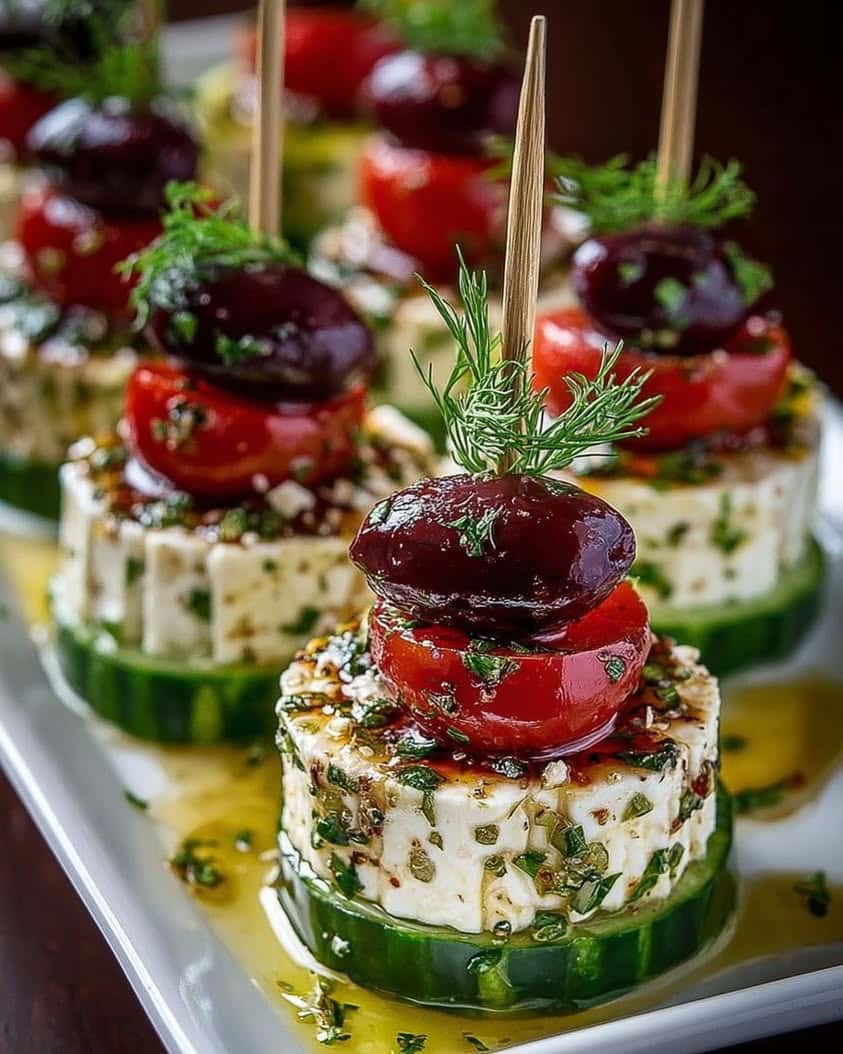 Greek Feta Cucumber Bite Skewers