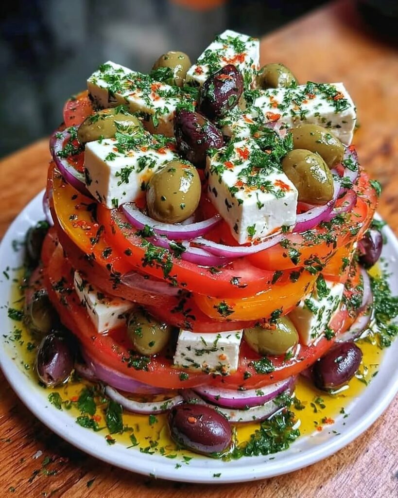 Greek Feta Salad Tower