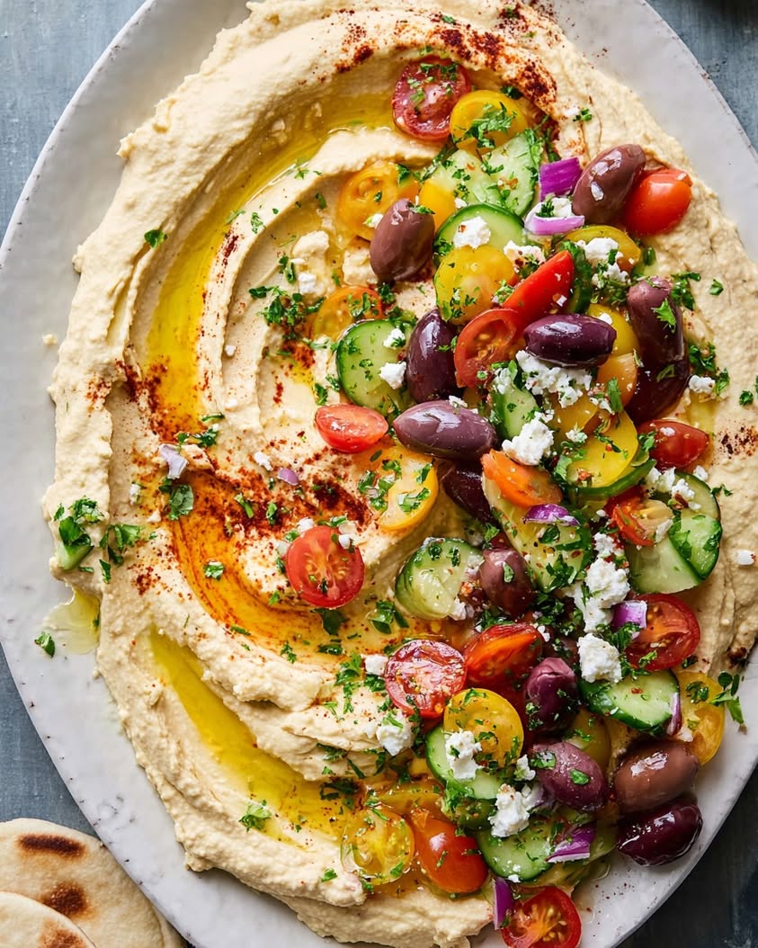 Greek Style Loaded Hummus 1