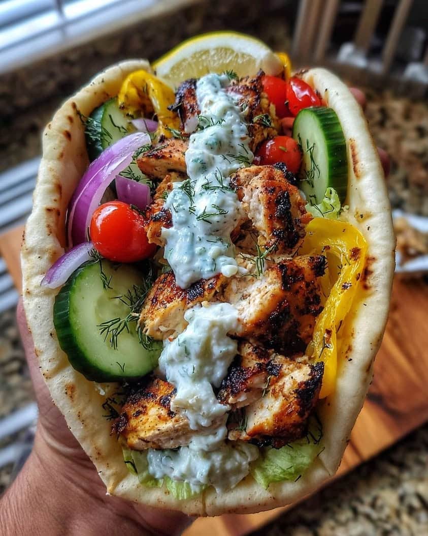 Mediterranean Chicken Gyros with Creamy Feta Tzatziki Recipe 1 Mediterranean Chicken Gyros with Creamy Feta Tzatziki 1