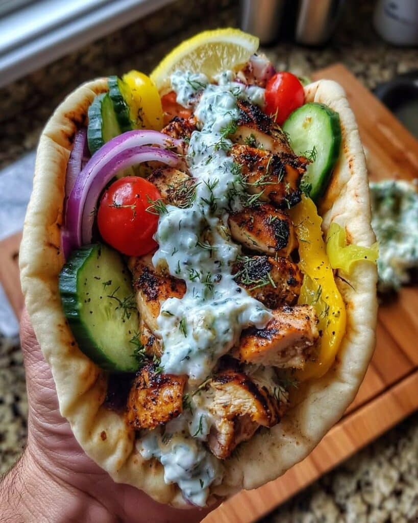 Mediterranean Chicken Gyros with Creamy Feta Tzatziki