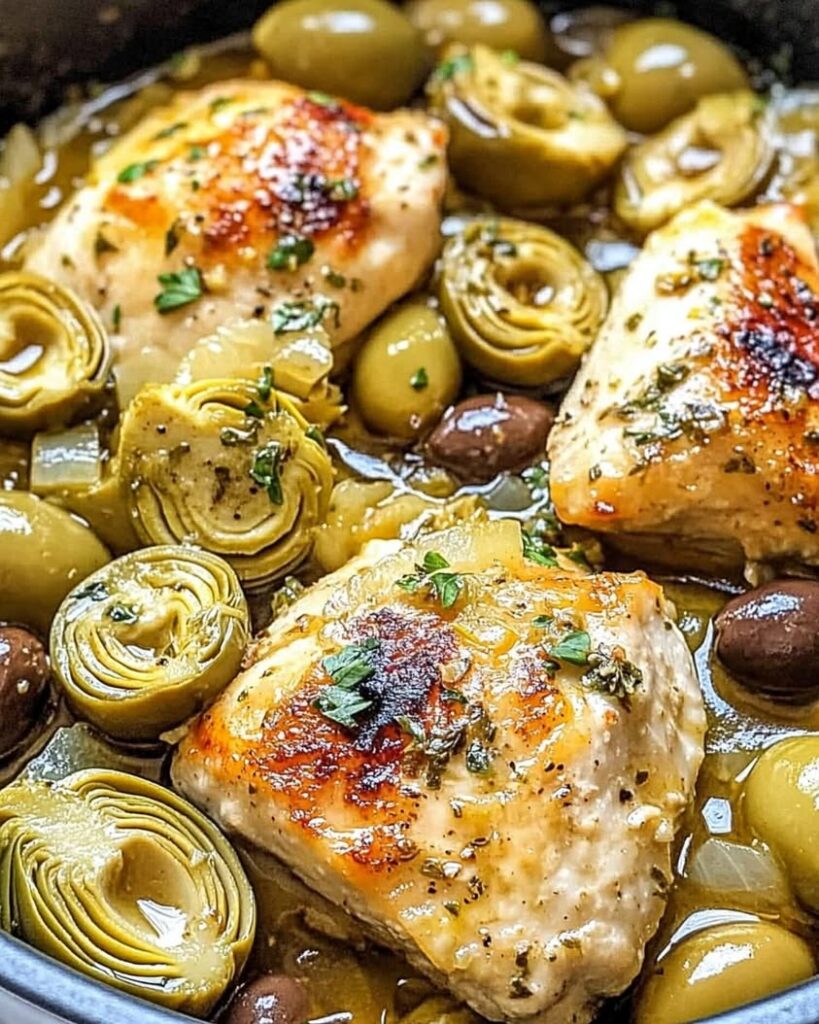 Mediterranean Lemon Chicken with Artichokes Olives
