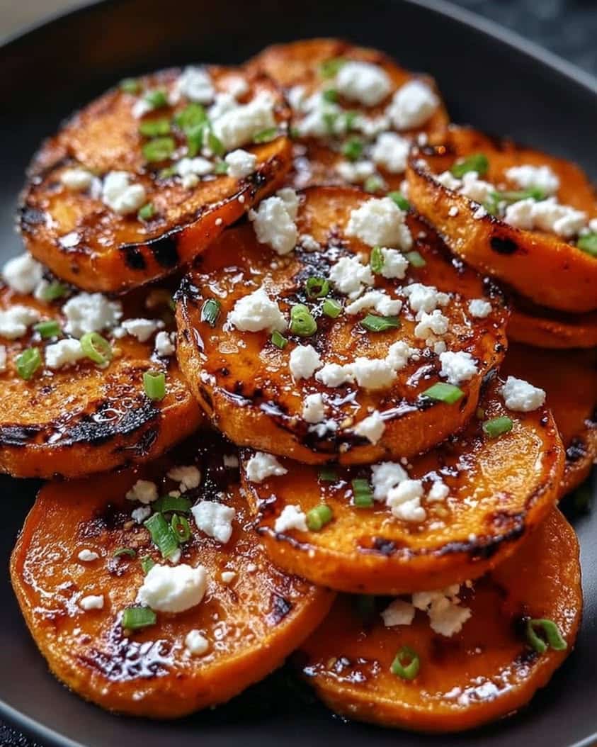 Roasted Sweet Potato Rounds with Honey and Feta