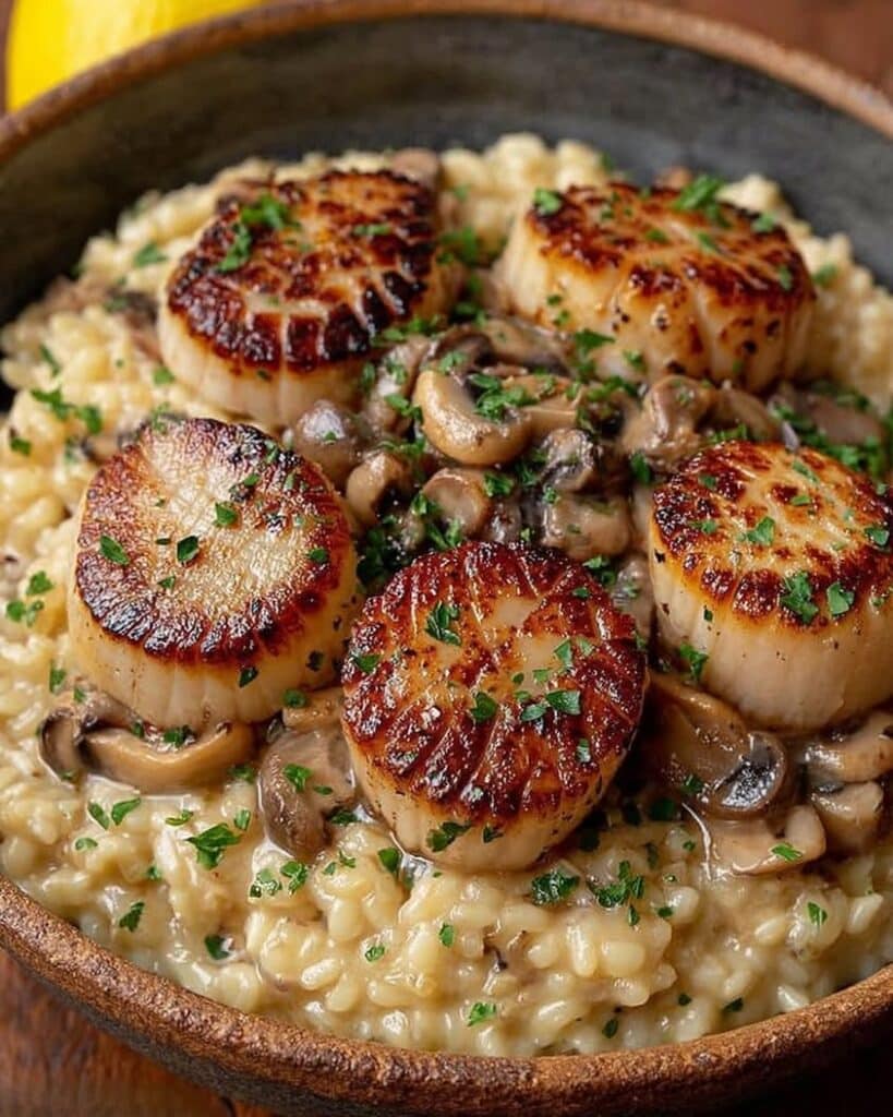Scallops and Mushroom Risotto
