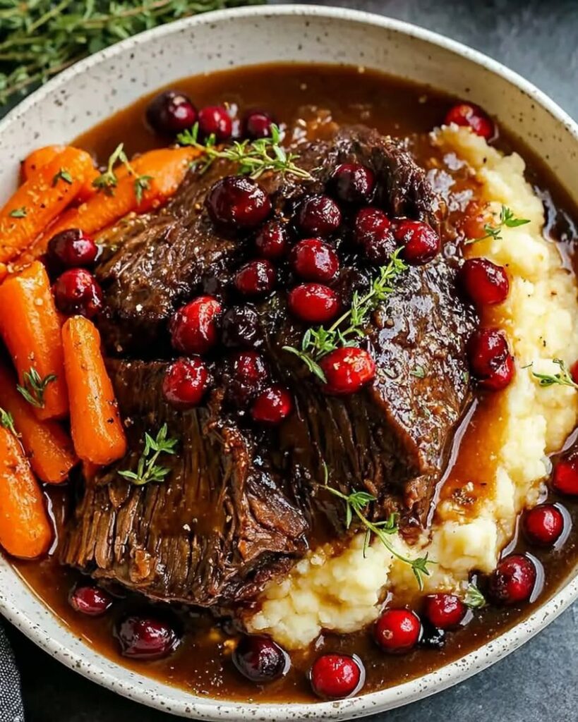 Slow Braised Beef Roast with Cranberry Balsamic Glaze