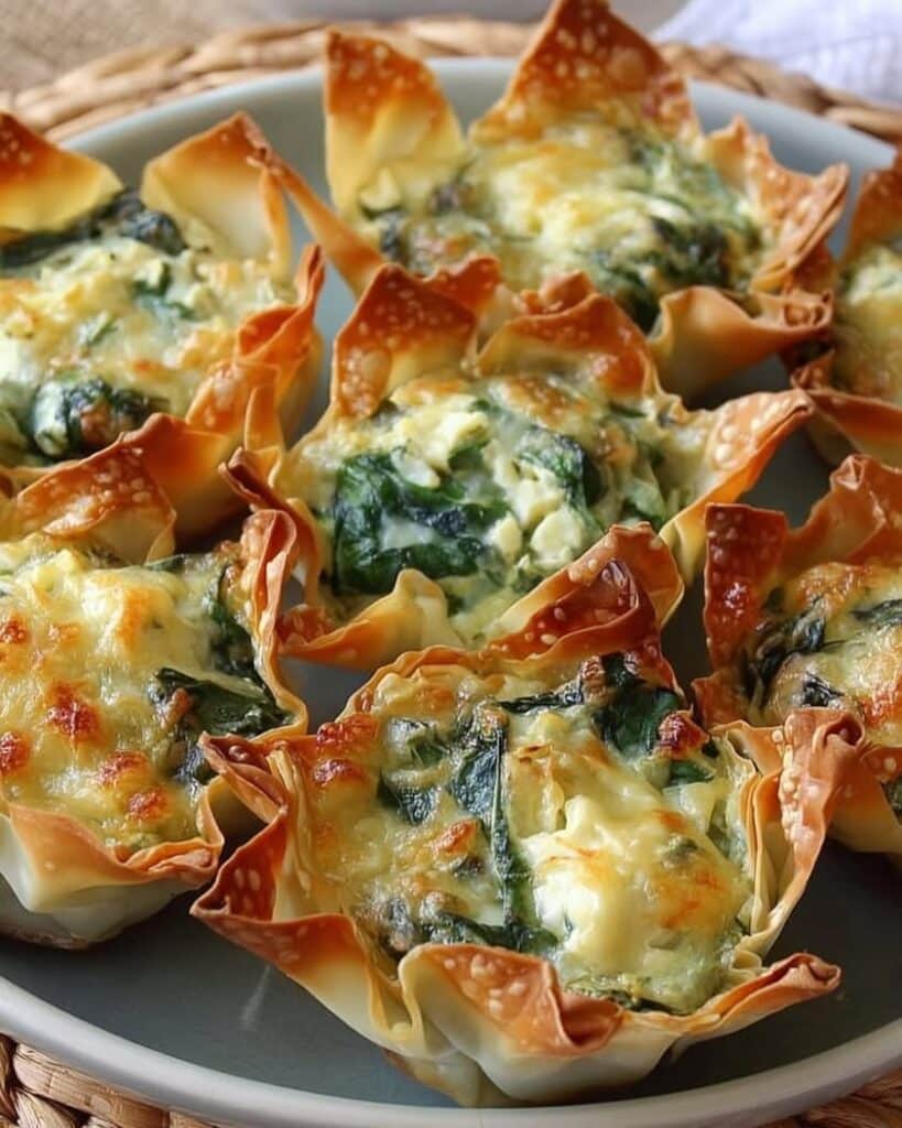 Spinach and Artichoke Wonton Cups