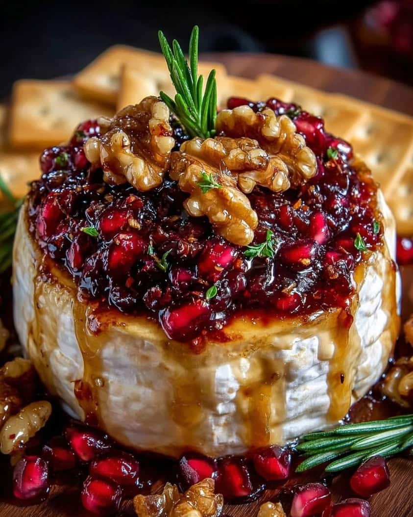 Baked Brie with Cranberry-Pomegranate Glaze: Easy Holiday Appetizer Recipe 5 baked brie cranberry walnut