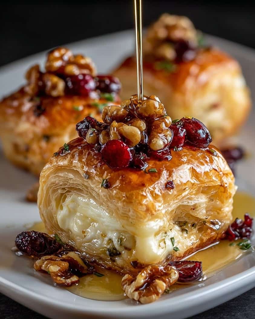 Flaky Brie, Cranberry & Walnut Puff Pastry Bites Recipe 1 brie cranberry walnut puff pastry