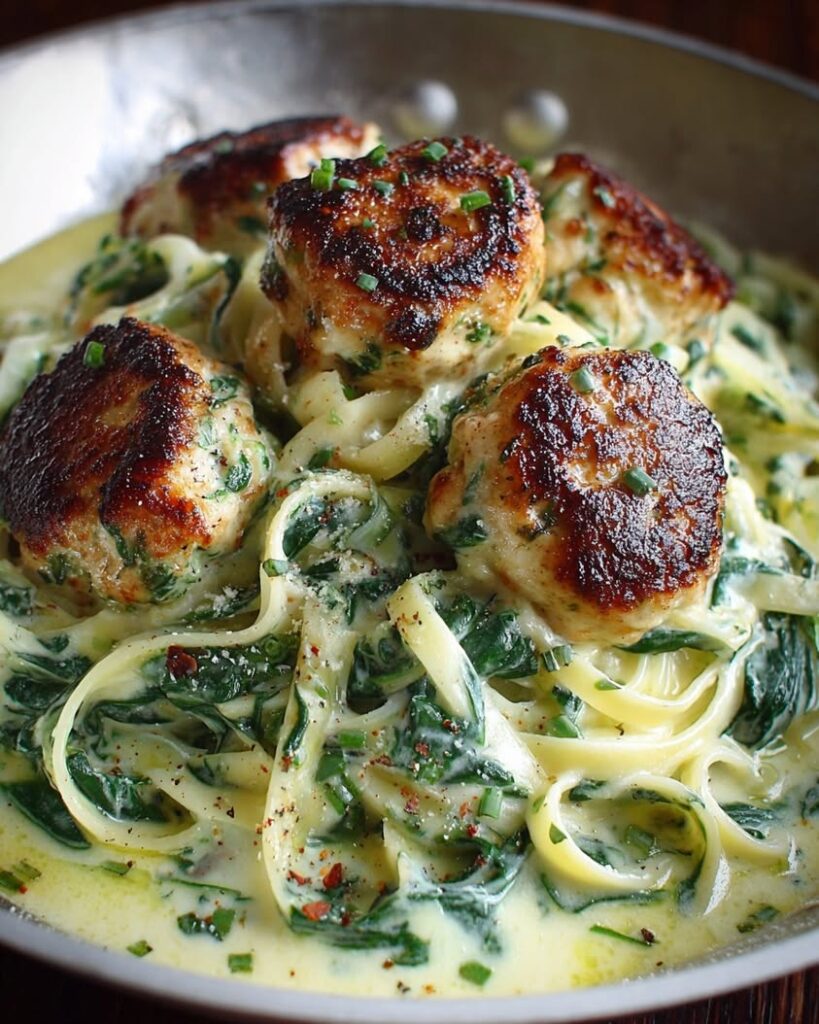 chicken ricotta meatballs spinach
