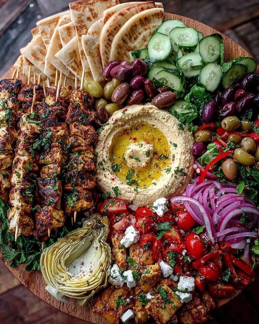 π₯ Spicy Hummus & Pita Greek Appetizer Board! Easy, flavorful, and perfect for sharing. Get the recipe! 6 greek appetizer spicy hummus pita