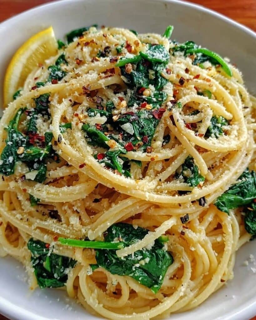 spaghetti garlic spinach