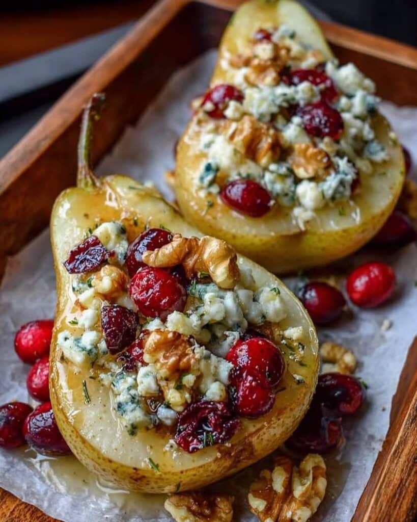 Baked Pears with Cranberries Honey Walnuts Blue Cheese 1