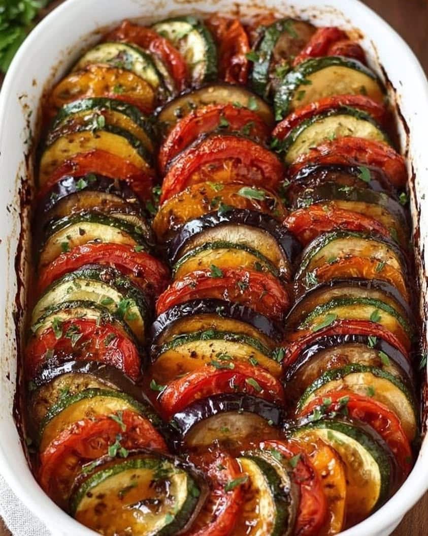 Baked Ratatouille with Tomatoes Zucchini and Eggplant 1
