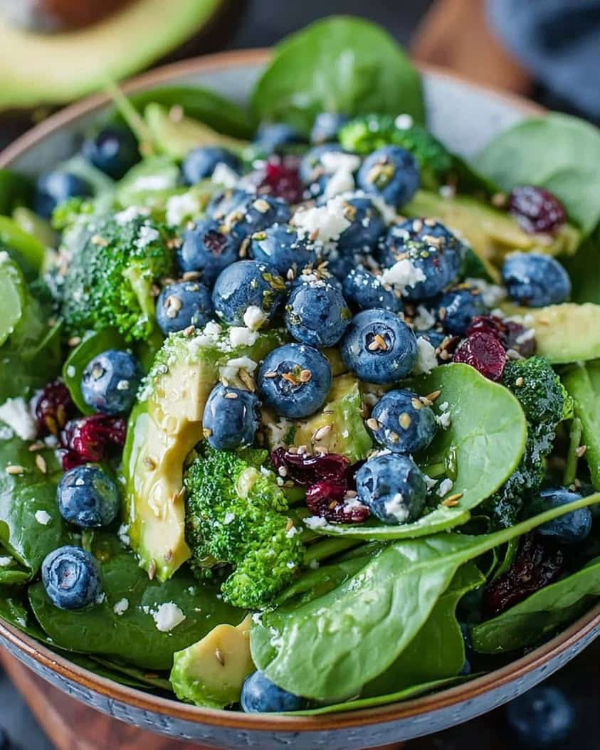 Blueberry Broccoli Spinach Salad