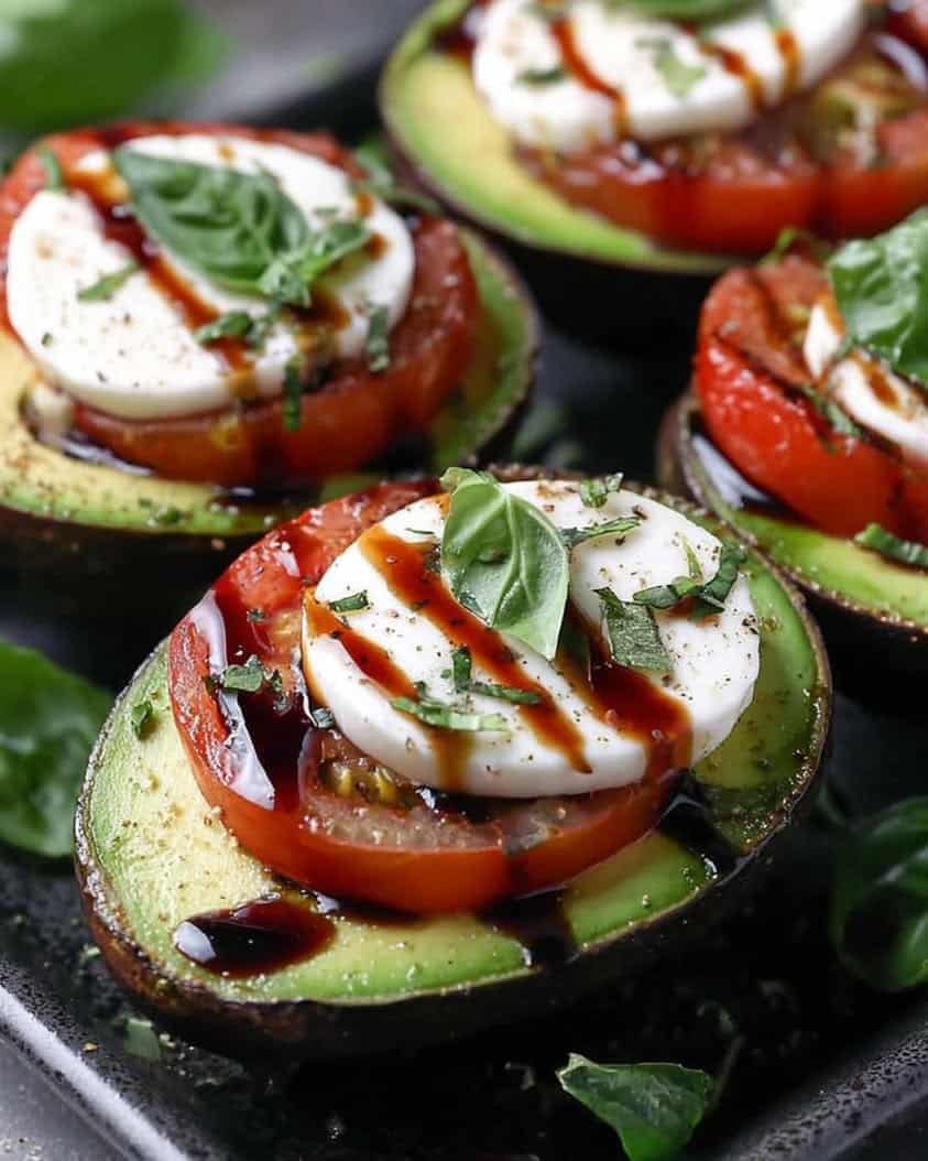 Caprese Stuffed Avocados: A Creamy, Fresh, and Easy Appetizer 1 Caprese Stuffed Avocados Creamy Avocado Boats with Fresh Mozzarella Tomatoes Balsamic Drizzle