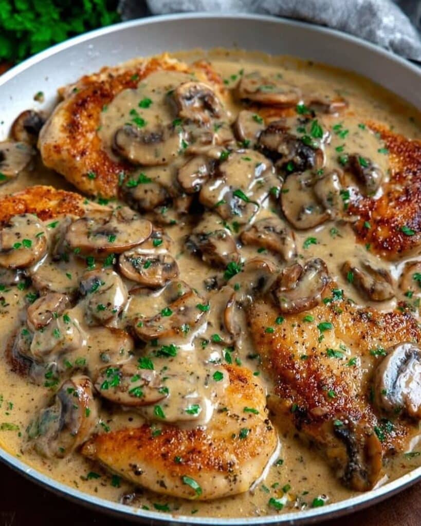 Chicken and Mushroom Skillet in a Creamy Asiago and Mustard Sauce 1