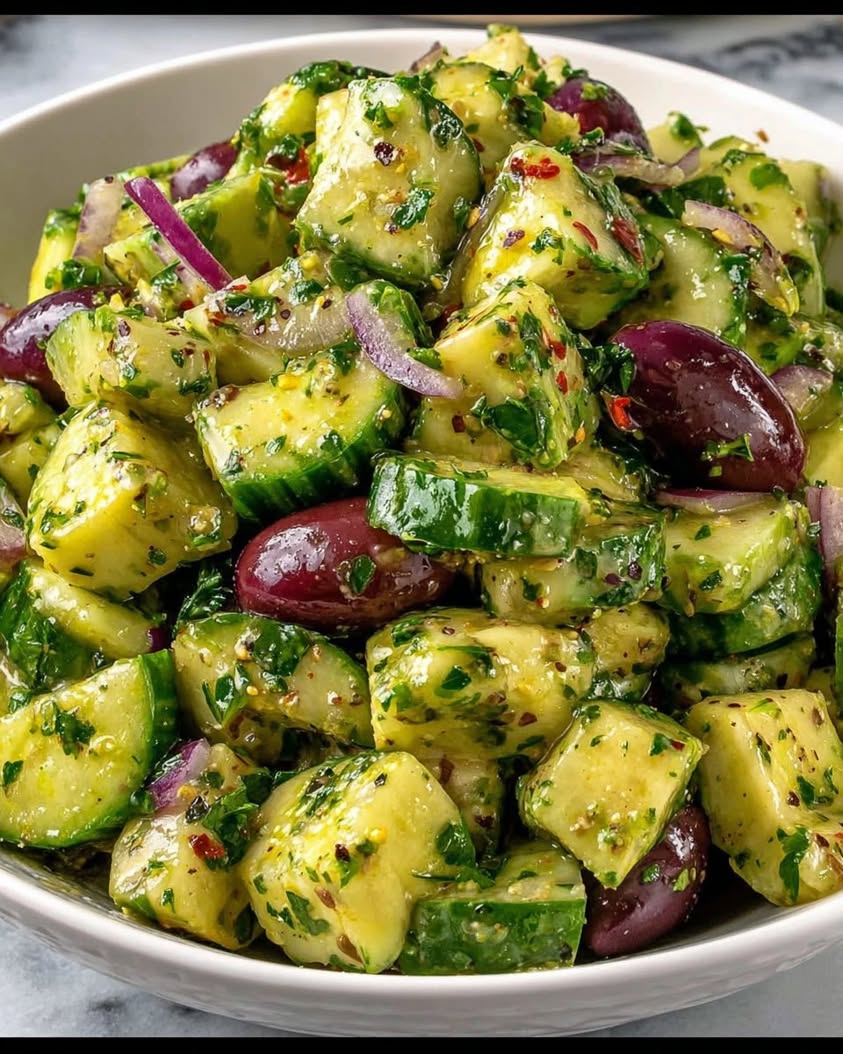 Creamy Avocado Cucumber Salad with Olives: A Refreshing Summer Dish 1 Creamy Avocado Cucumber Olive Salad