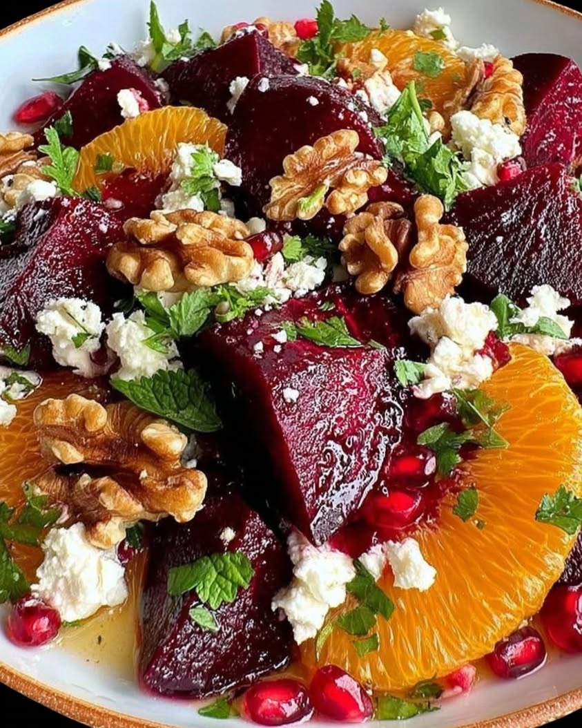 Winter Ruby Beet and Citrus Salad with Pomegranate and Feta 1 February Ruby Beet Salad Winter Ruby Beet Citrus Salad with Pomegranate Feta Toasted Walnuts