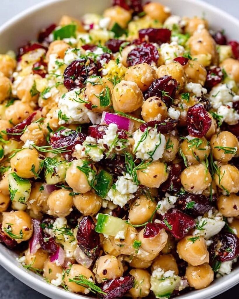 Feta and Cranberry Chickpea Salad with Lemon Vinaigrette 1
