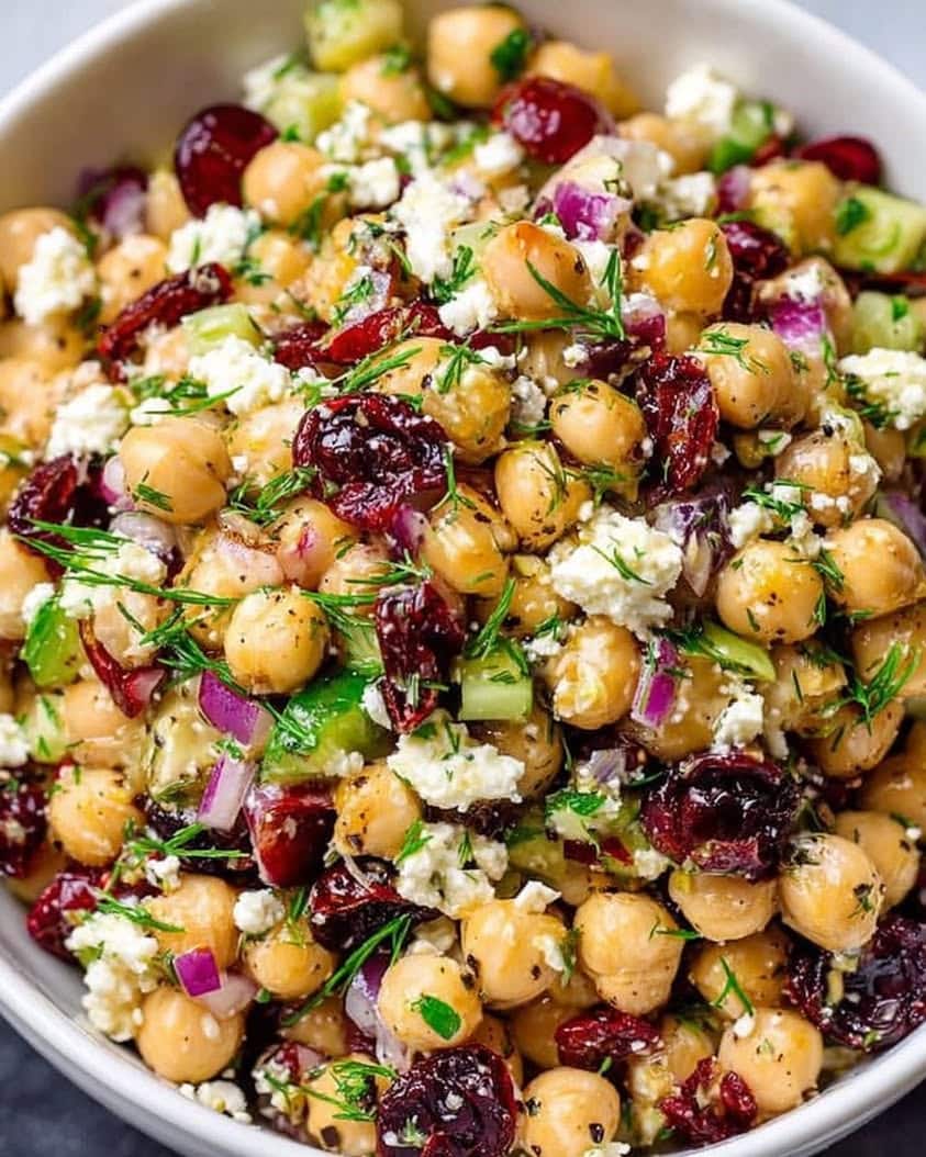 Feta and Cranberry Chickpea Salad with Lemon Vinaigrette 2