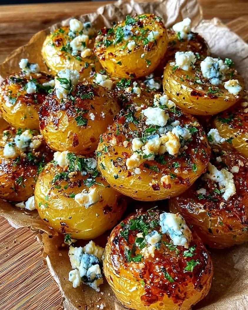 Golden Herb Potatoes with Goat Cheese Crumble