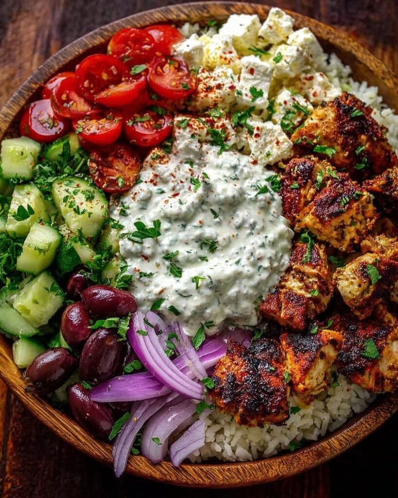 Greek Chicken Souvlaki Bowls with Garlic Sauce 1