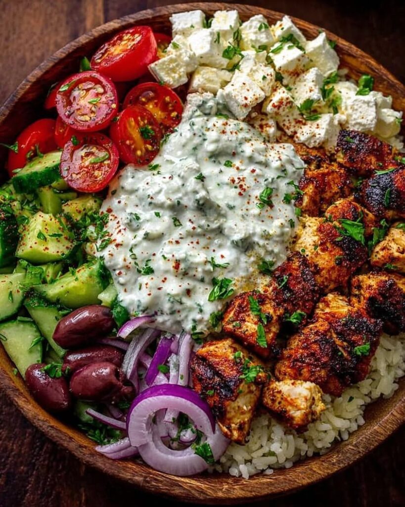 Greek Chicken Souvlaki Bowls with Garlic Sauce