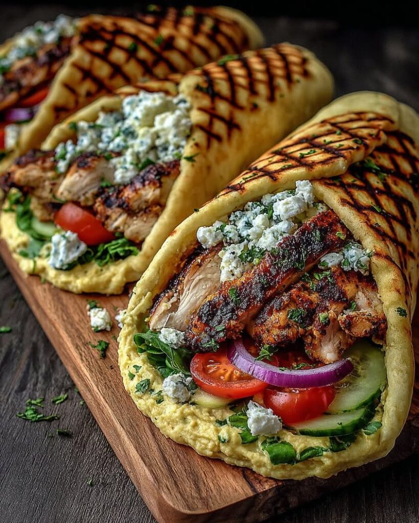 Greek Chicken Wraps with Hummus