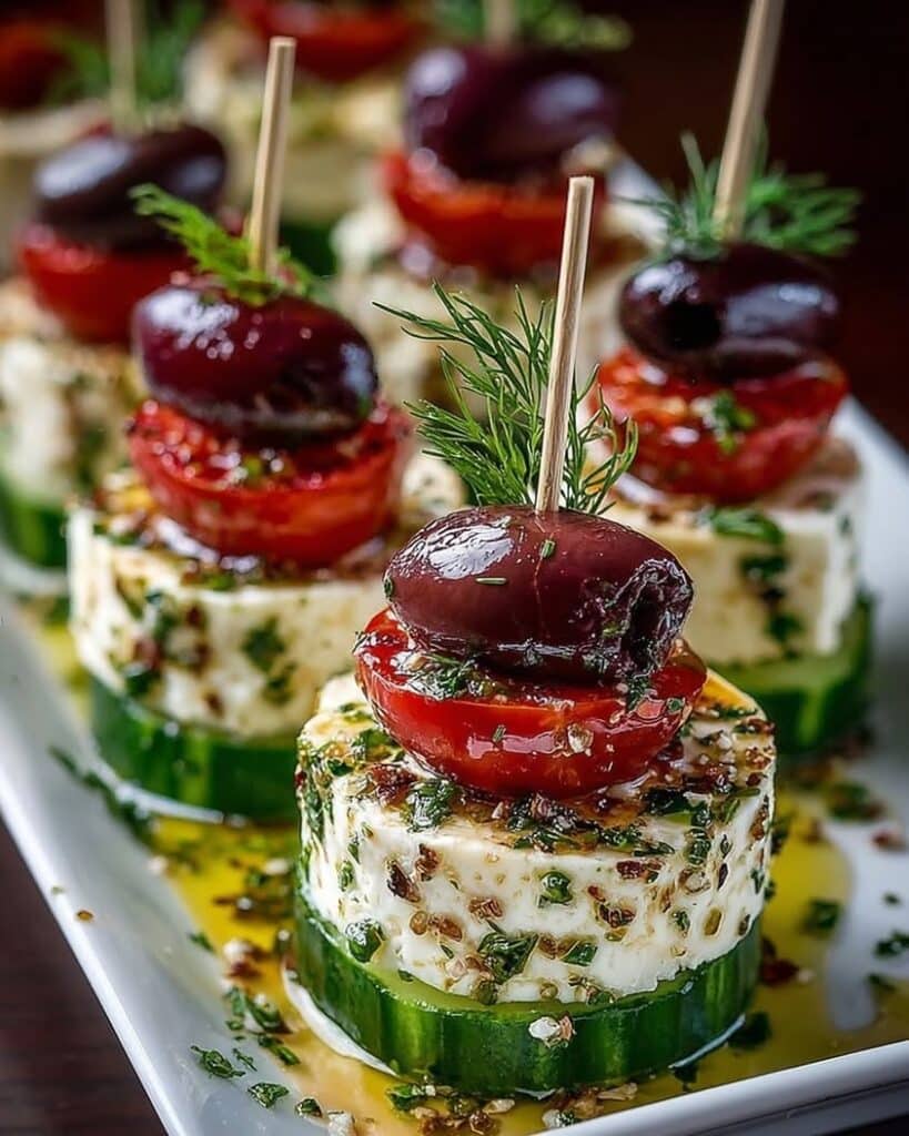 Greek Feta Cucumber Bite Skewers 1