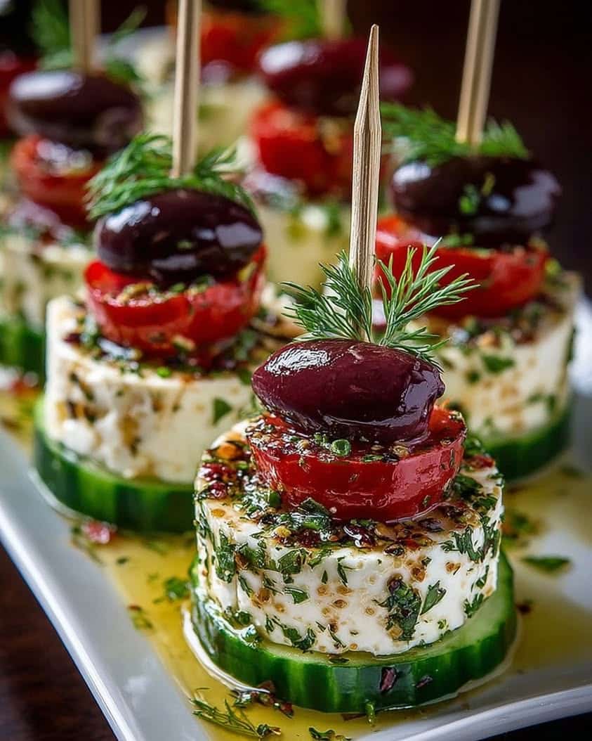 Greek Feta Cucumber Bite Skewers