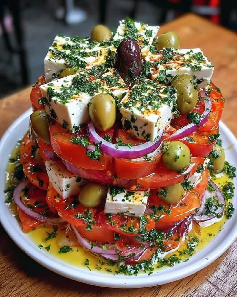 Greek Feta Salad Tower