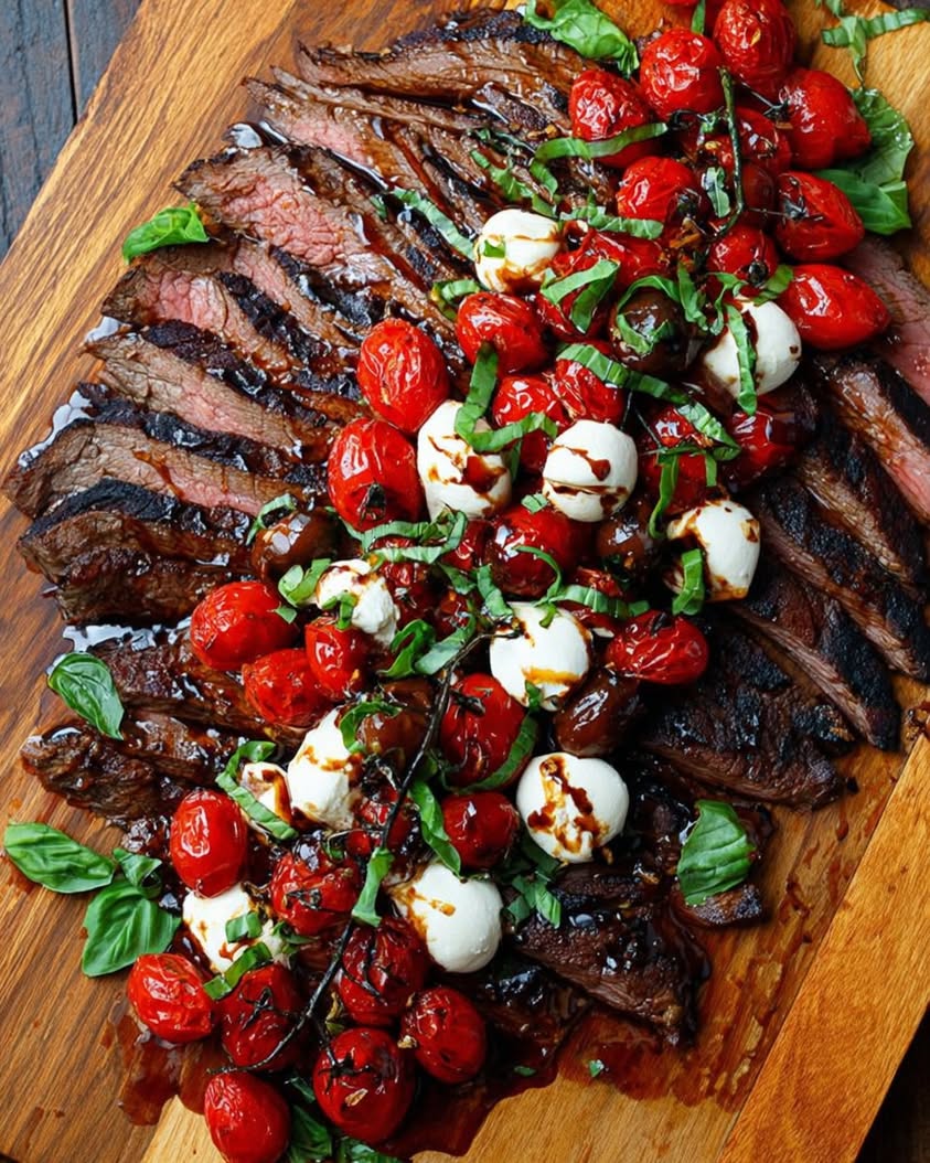 Grilled Flank Steak with a Balsamic Caprese Twist Recipe 1 Grilled Flank Steak with Balsamic Caprese Twist 1