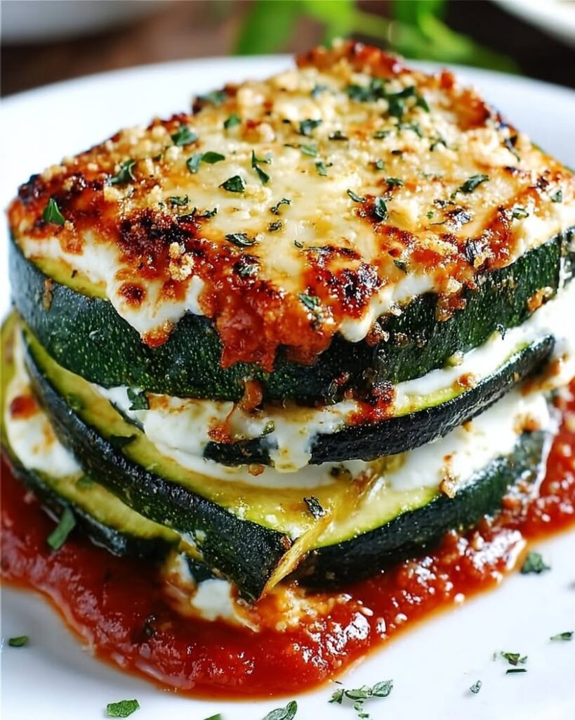 Layered Zucchini Ricotta Melts with Marinara