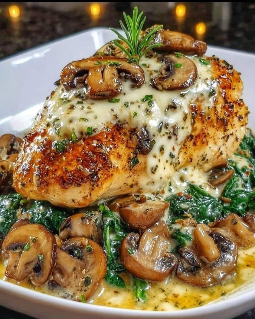 Low Carb Chicken Spinach Mushroom Bake 1