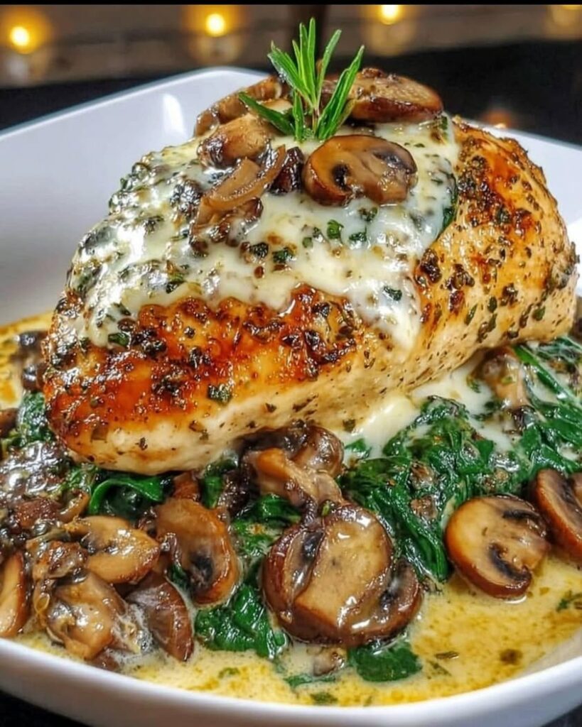 Low Carb Chicken Spinach Mushroom Bake