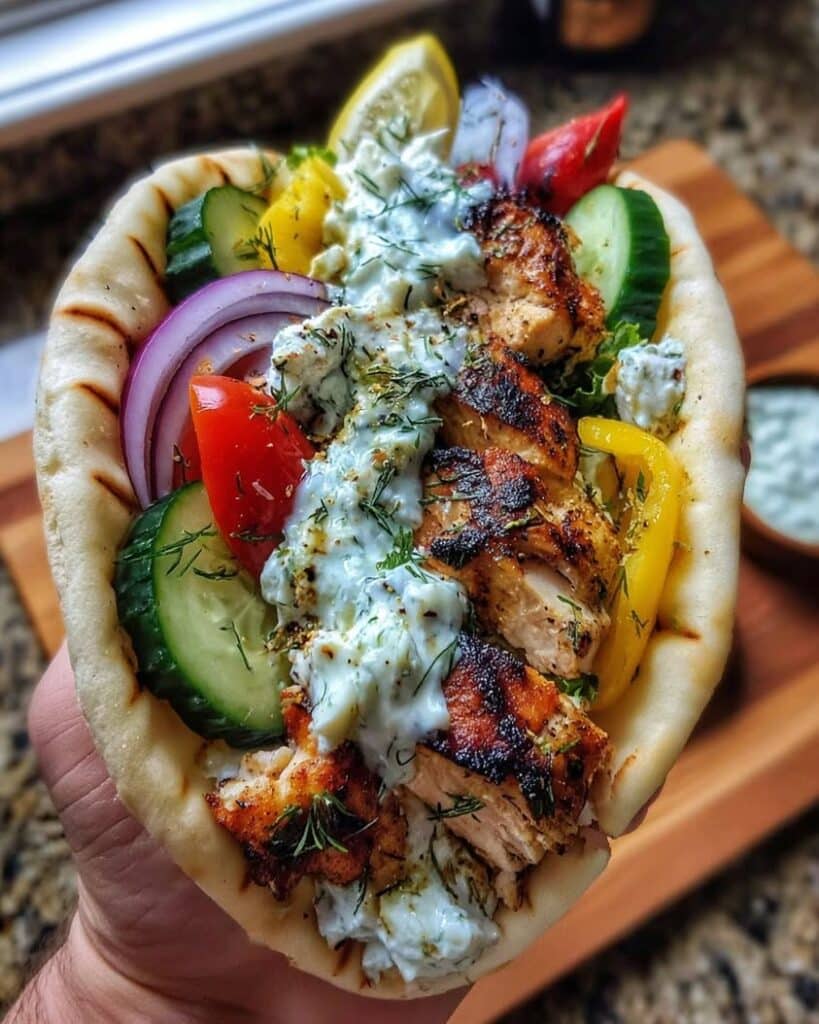 Mediterranean Chicken Gyros with Creamy Feta Tzatziki