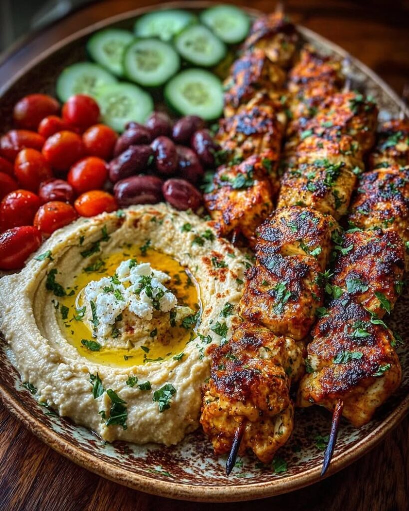Mediterranean Chicken Skewers with Hummus Spread 1