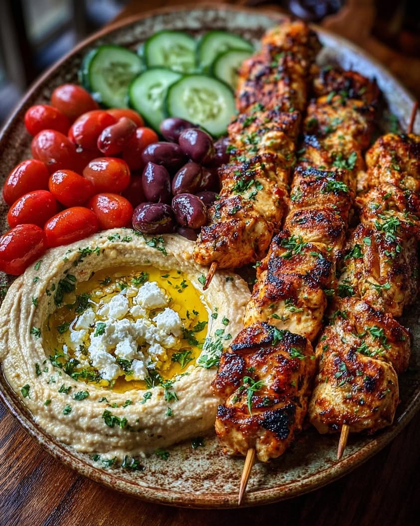 Mediterranean Chicken Skewers with Hummus Spread 2