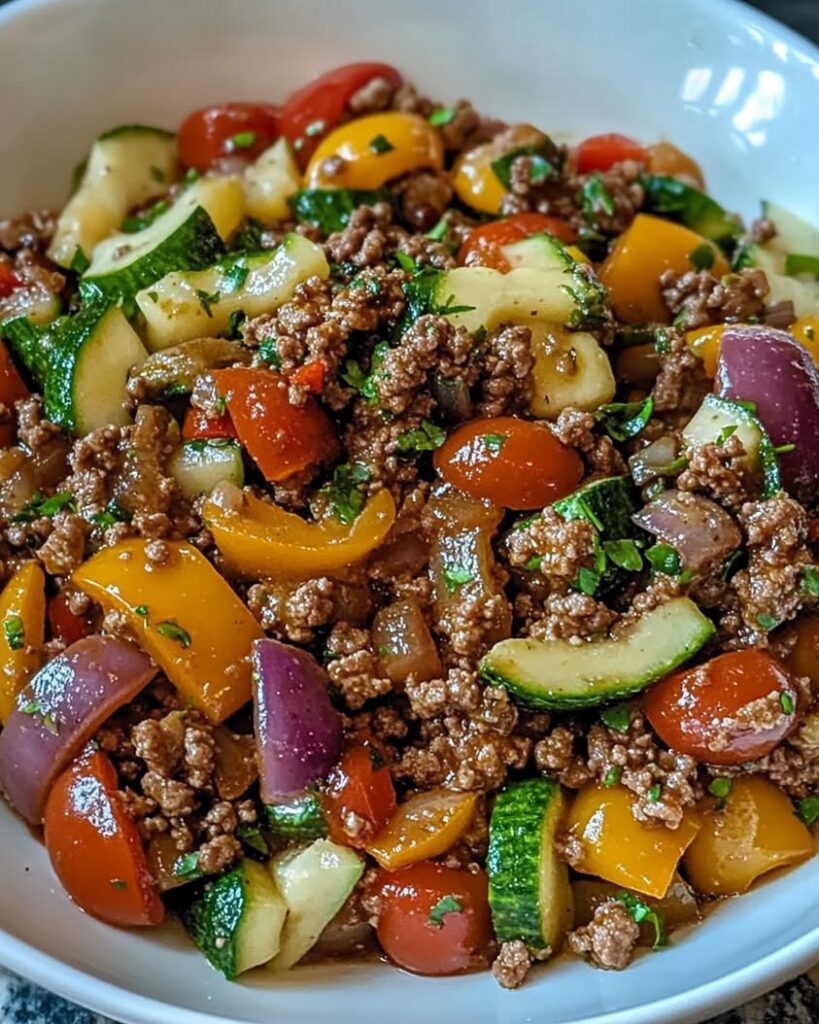 Mediterranean Ground Beef Stir Fry 1