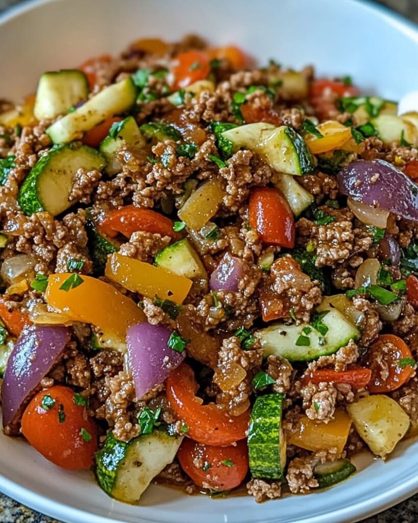 Mediterranean Ground Beef Stir Fry