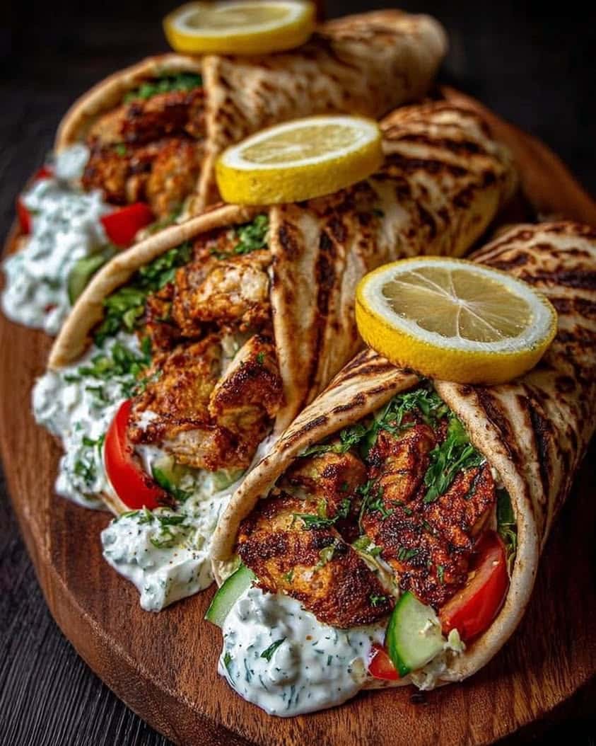Mediterranean Lemon Chicken Pita Wraps
