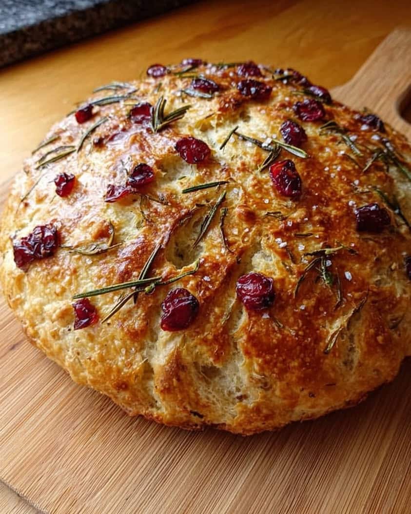 No-Knead Rosemary Cranberry Bread with Olive Oil and Sea Salt 6 No Knead Rosemary Cranberry Bread with Olive Oil Sea Salt 1