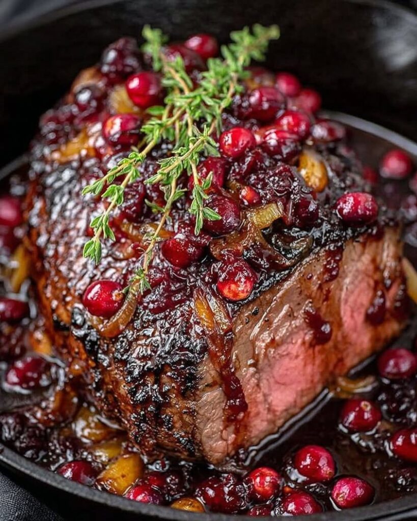 Ribeye Roast with Cranberry Balsamic Glaze