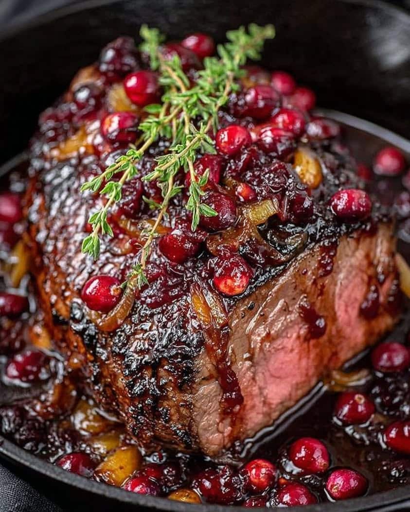 Ribeye Roast with Cranberry Balsamic Glaze