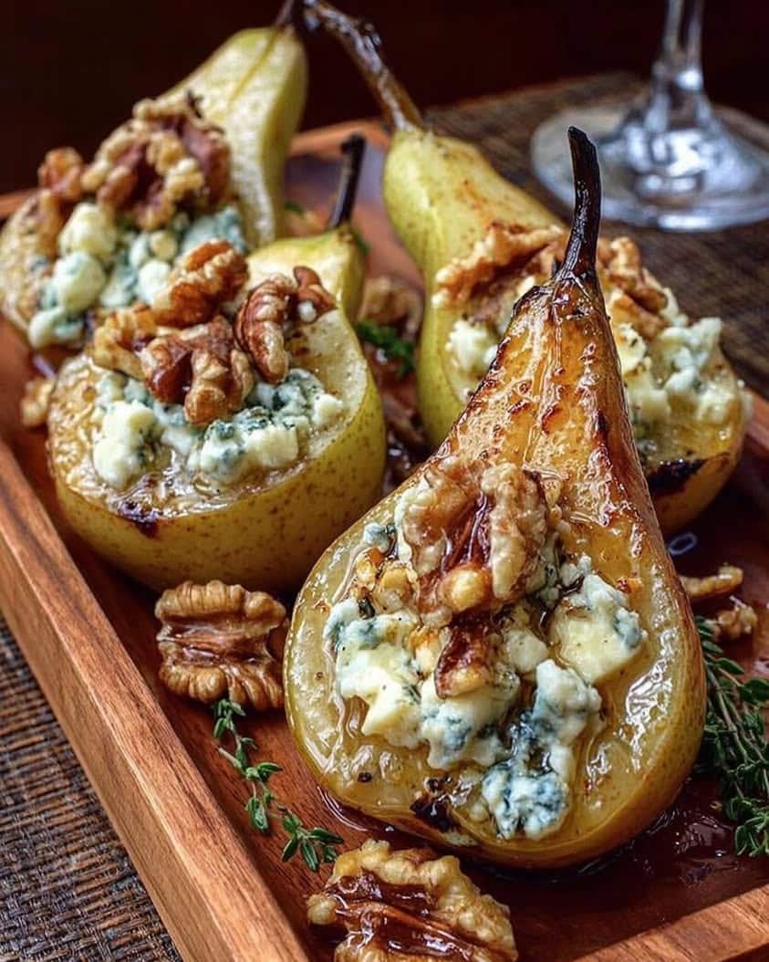 Roasted Pears with Blue Cheese and Walnuts