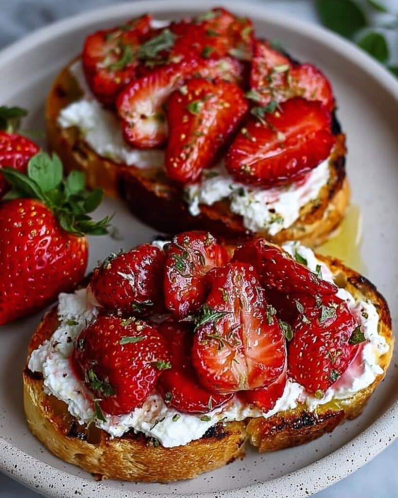 Roasted Strawberry Whipped Ricotta Toast 1