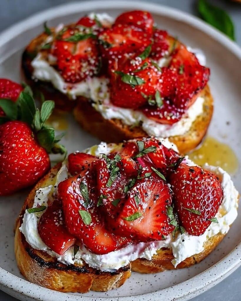 Roasted Strawberry Whipped Ricotta Toast