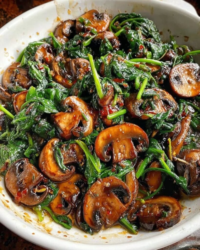 Sauteed Garlic Spinach and Mushrooms 1